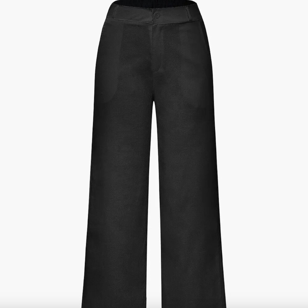 Linen-Blend Straight‎ Leg Pants